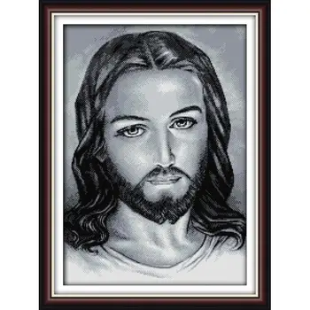 

Jesus(Black-And-White Edition) Christian Counted Patterns Print On Canvas Cross Stitch Kit Chinese Embroidery Needlework Sets