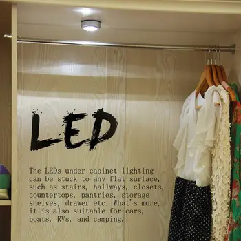 

Round LED Pat Lamp 3 LEDs Touch Lamp Ceiling Wall/Cabinet Light Mini LED Night Light Battery-powered Bedside Emergency Lamp