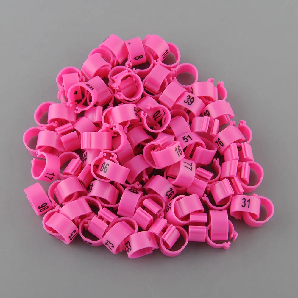 rose red 100 шт Птицы кольца для лап птица голубь попугай Утка Курица кольца клип 1-100 пронумерованные - Цвет: rose red