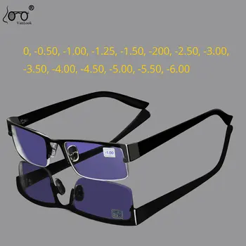 VANLOOK okulary dla osób z krótkowzrocznością męskie pół ramki metalowe Eyewear-0 50-1 00-1 25-1 50-2 00-2 50-3 00-3 50-4 00-4 50-5 00-5 50-6 00 tanie i dobre opinie CN (pochodzenie) Z tworzywa sztucznego NONE Computer Glasses 53mm 2 09inch 29mm 1 14inch STAINLESS STEEL Fashion Men s Glasses