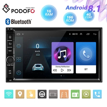 

Podofo Android Car Multimedia Player 2 Din Radio FM Receiver Bluetooth GPS WIFI Audio Stereo for Nissan Hyundai Kia Toyata Ford