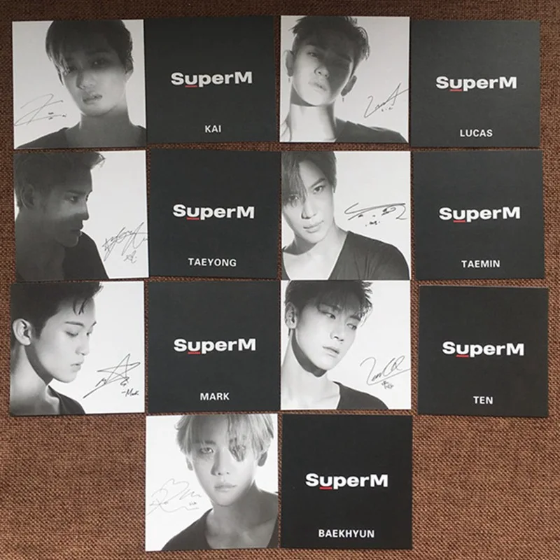 Новая Фотокарта K pop SUPERM Lomo суперм подпись фотокарточка Постер BAEKHYUN MARK KAI TEN LUCAS TAEMIN