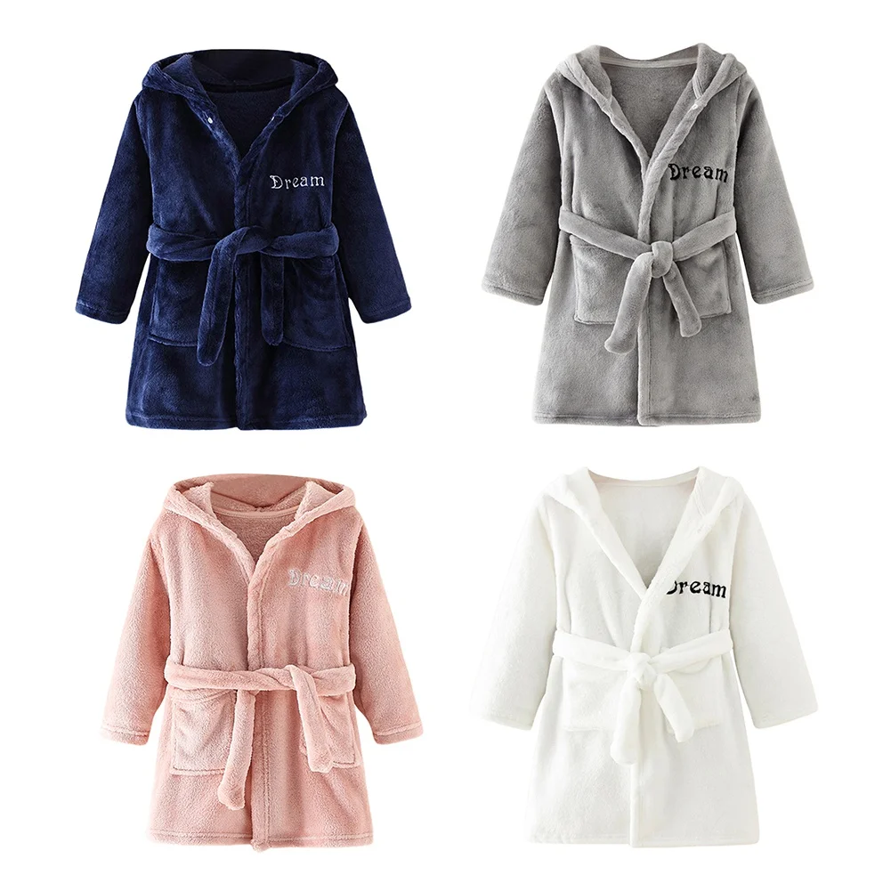 Children Bath Robes Flannel Winter Kids Sleepwear Hooded Robe Infant Nightgown for Boys Girls 3-10 Years Baby Clothes for Kids kids bathrobe