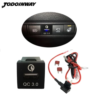 

For Toyota Camry Corolla RAV4 2020 QC 3.0 Quick Charging Adapter USB LED Port Socket Mobile Phone Charger Outlet Adapter