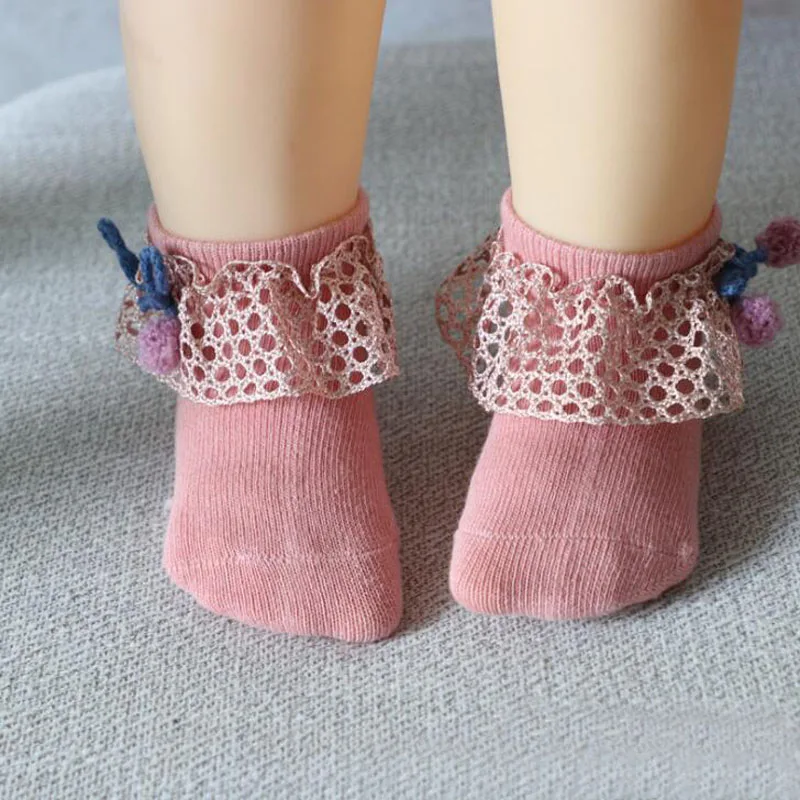 Новые кружевные носки принцессы с кружевом детские носки хлопковые повседневные милые для малышки преддошкольного возраста стопы Носки
