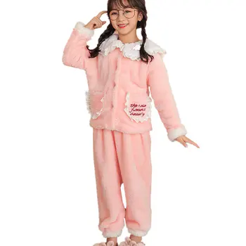 

Warm Flannel Kids Girl Sleep Suit Pajamas Winter Thick Fleece Pajamas Set For Children Bath Clothes Set Teen Girls Pyjamas 4-13Y