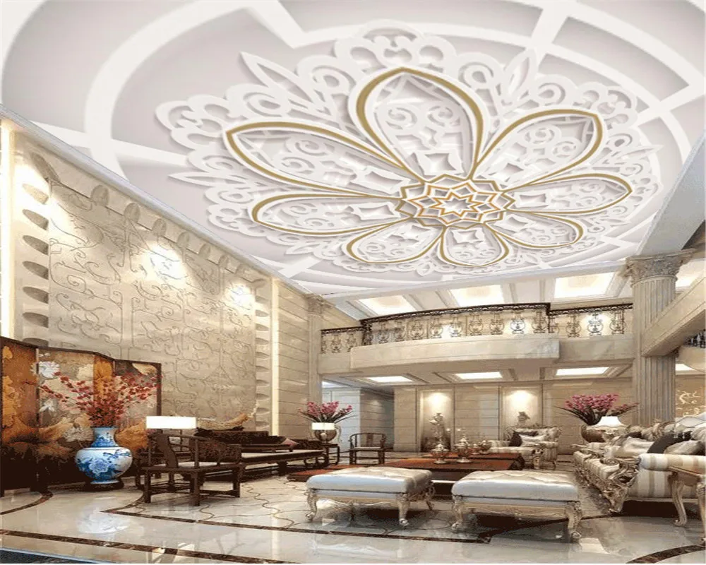 3d Home Wallpaper European White Embossed Flower Simple Atmospheric Zenith Decoration Environmental Protection Wallpaper