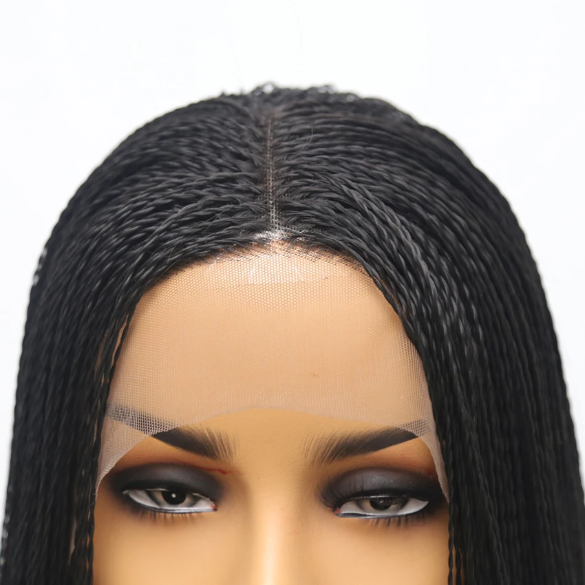 Харизма черные высокие Температура волокна волос Синтетические волосы на кружеве парик 900 штук 2x твист парики из косичек для Для женщин 13x3