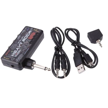 

1 Set Electric Guitar Plug-in Headphone Amplifier w/ USB/3.5mm Jack Cable Mini Headphone Amp Amplifier