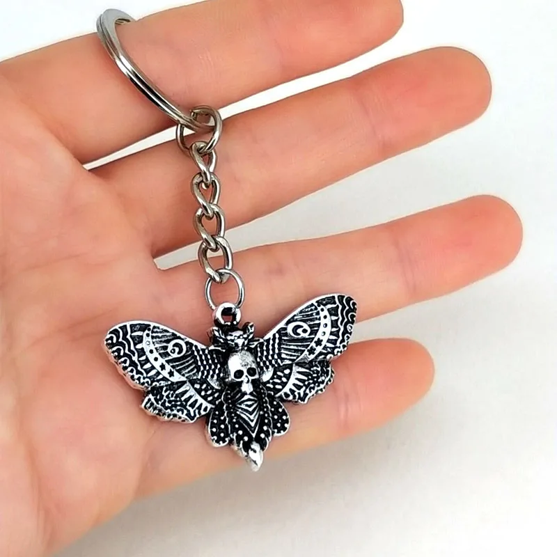 1pcs Dead Head Skull Moth keychain rebirth meaning key chains gift for women