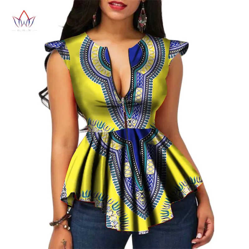 BRW, Африканский стиль, женская современная мода, женские топы, Дашики, Африканский принт, топы, рубашка размера плюс M-6XL, женская одежда WY2556 - Цвет: 12