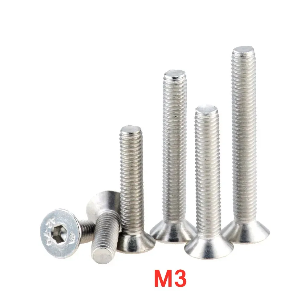 20 шт M3x4 50mm 5 6 8 10 14 35 304 Нержавеющая сталь шестигранные винты с шестигранной потайной винт плоской головкой