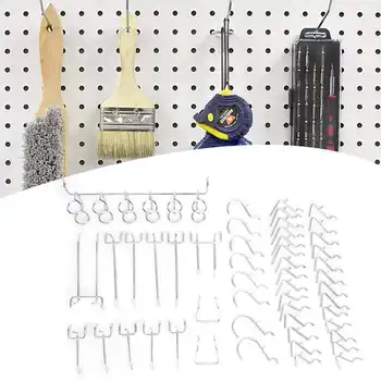 

50Pcs Useful Hooks Set Pegs Board Pegboard Hooks Garage Workshop Storage Display Organization Steel Hanging Tool Storage Hooks