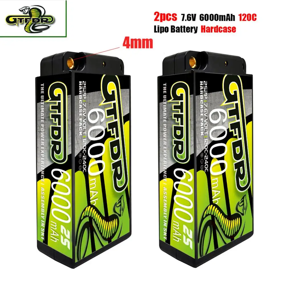 GTFDR Lipo Батарея 2S шорты HV 7 6 V 6000 мА/ч 120C 4 мм пуля конкурс короткий пакет для Rc 1/10