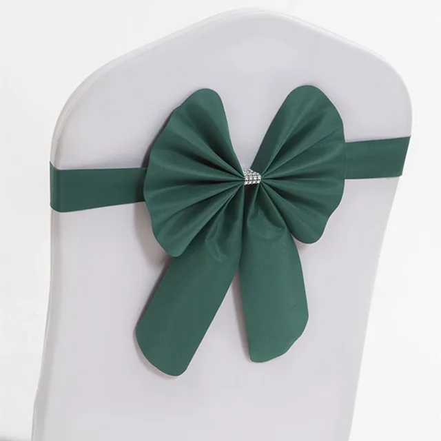 20pcs Spandex Chair Sashes Knot Ribbon Bows For Event Party Banquet Wedding Decoration Elastic Chair Belt Butterfly Tie