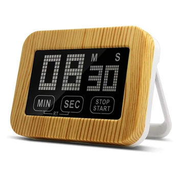 

Kitchen Timer, Digital Kitchen Timer With LCD Display And Loud Alarm, Touch-Screen Timer, Retro Wood Grain Luminous Magnetic Coo