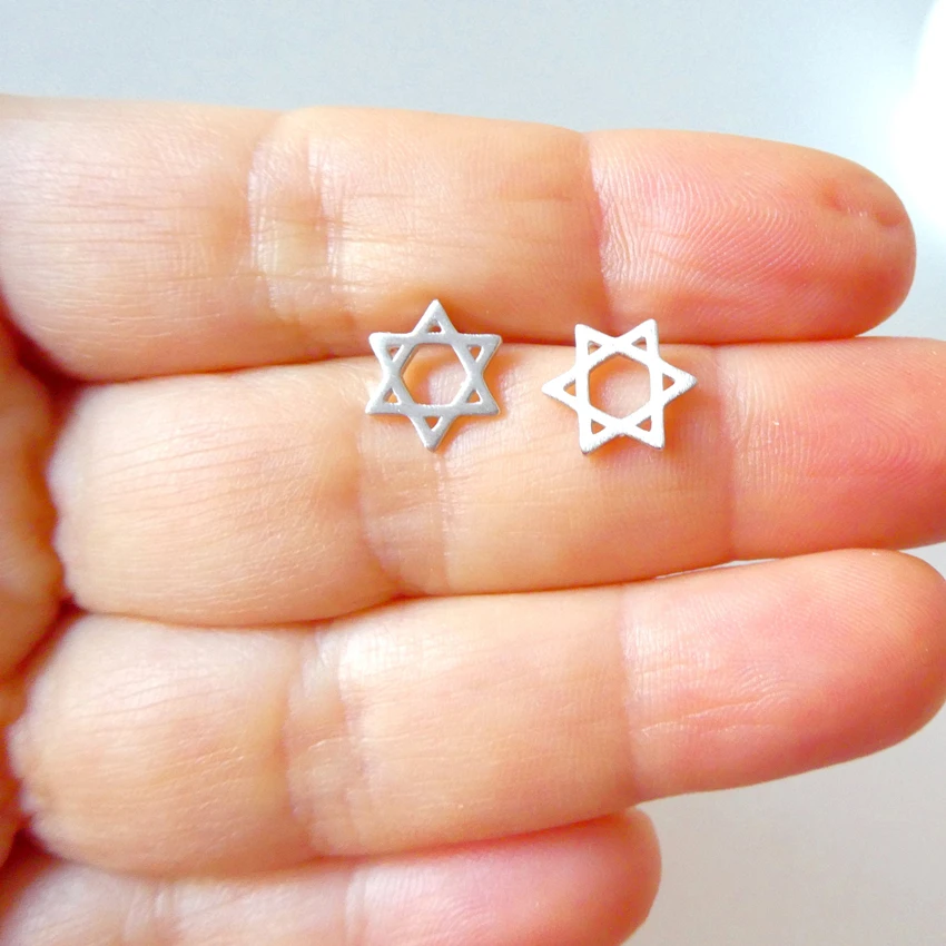 Simple Star Of David Stud Earrings For Women Men Jewish Jewelry