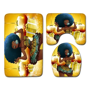 

African Women's Bathroom Mat Three-Piece Bathroom Carpet Toilet Mat Set Door Mat Bathroom Non-Slip Mat Spot