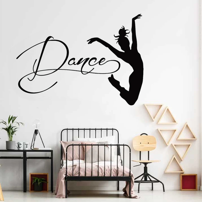 Dancer Silhouette Wall Decal Vinyl Dance Studio Personalised Sign Dancing Wall Decals, Dancer Gifts for Girls LC1673