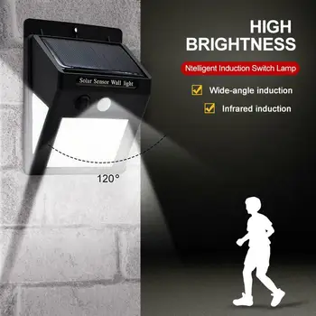 

40LEDs Solar Wall Light Three-sided Illumination Garden Motion Sensor Lamp LKS99