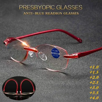 

Anti Blue Light Presbyopia Memory Hyperopia Frameless Magnifier Eyeswear Reading Glasses Rimless +1.0+1.5+2.0+2.5+3.0+3.5+4.0