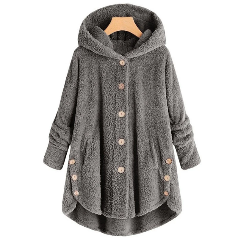 CHANWELL Женское пальто зима 2019 плюс размер сплошной цвет с длинным рукавом с капюшоном пальто более размер женская теплая куртка свободные
