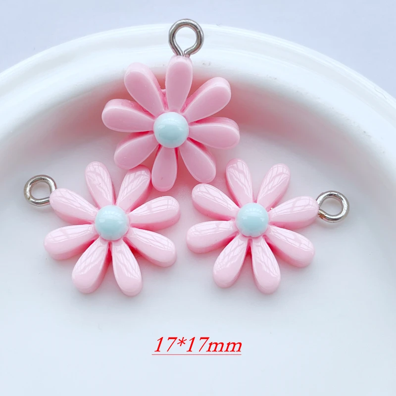 10 Resin Acrylic Cartoon Color Flower Series Pendant Key Chain Pendant Necklace Pendant For DIY Decoration Accessories 061 