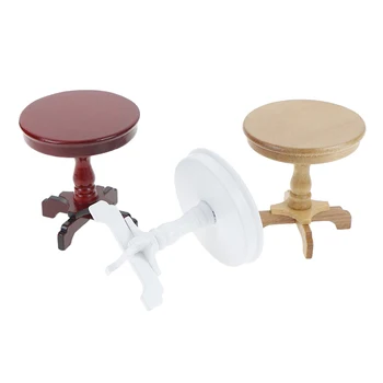 

1PCS 1/12 Dollhouse Garden/Room Decoration Wooden Furniture Miniature Round Coffee Table Desk Miniatures Pretend Toys