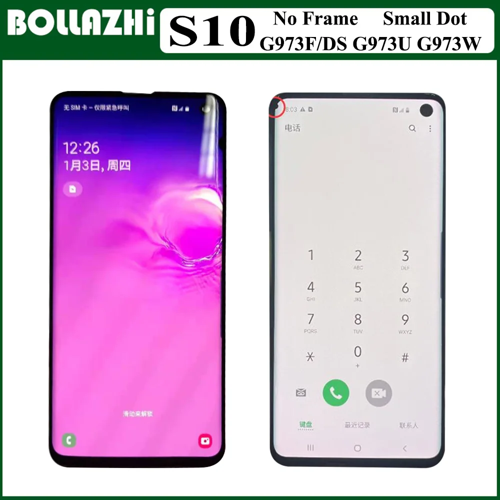 Display s10 Screen Dot Para Samsung Galaxy S10 G973F G973U Display LCD