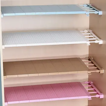

Adjustable Closet Organizer Storage Shelf Cupboard Tableware Holder Rack Kitchen Cabinet Organizer Shelf Room Wardrobe Clothes