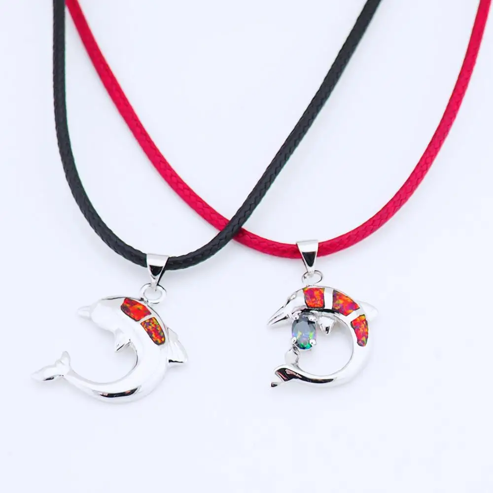 Fashion Silver Plated Bohemia Women Birthday Party Whale Fire Opal