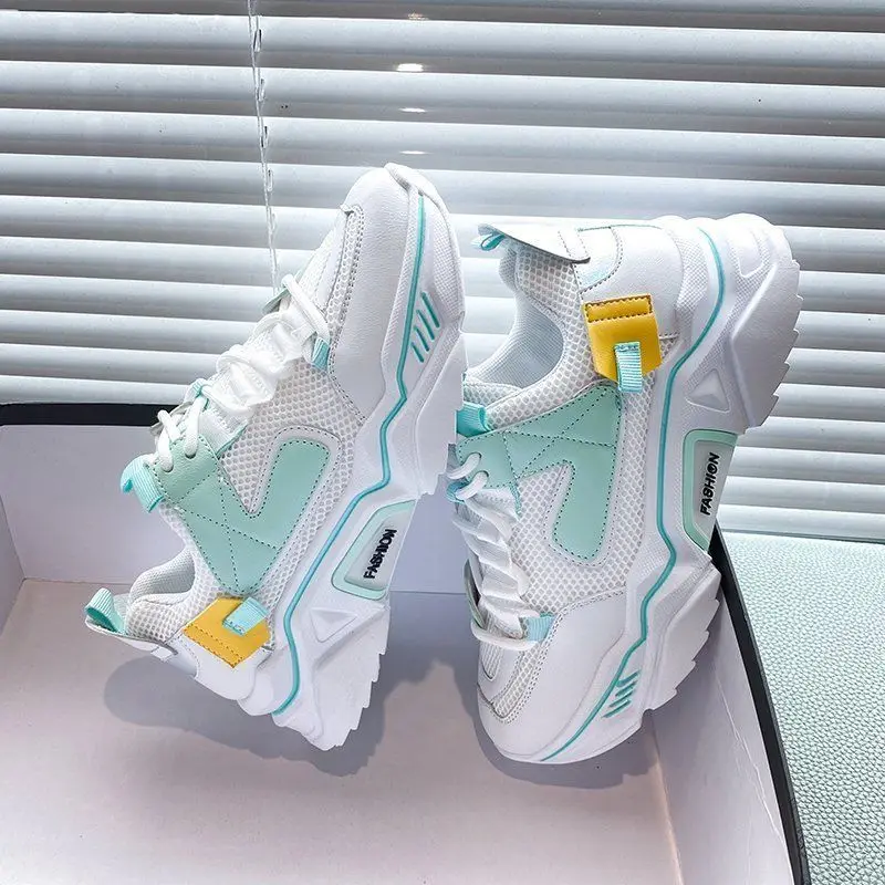 Женская обувь Кроссовки на массивном каблуке Дышащая модная платформе