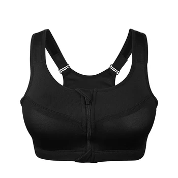 

Women Zipper Sports Bras Plus Size Wirefree Padded Push Up Breathable Bralette