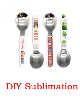  DIY Sublimation Kids Aldult Cutlery Stainless Steel Tableware Western-style Tableware Cutlery White Blank Knife Fork Spoon 