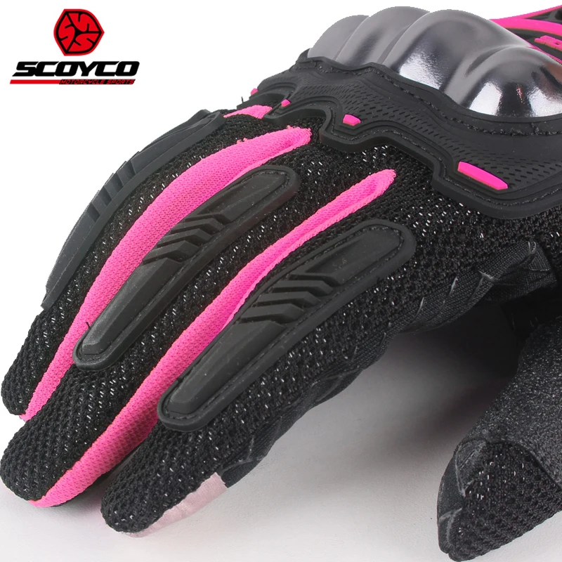 SCOYCO 2019 Women Motorcycle Gloves Touch Screen Breathable Anti-skid Shockproof MBX/MTB/ATV Cycling Glove Motorbike Gloves Pink, M