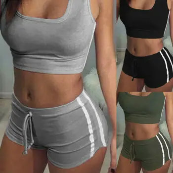 

Women Fashion Sport Gym Yoga Fitness Sport Bra Crop Tank Top Vest+Shorts Pants Tracksuit Set