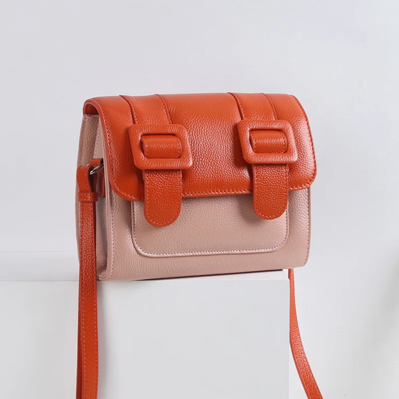 

Fashion One-shoulder Oblique Spanning Bag Girl Genuine Leather Flip-over Postman Bag