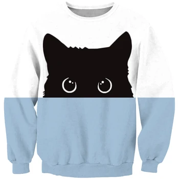 

Fashion Two Color Cat 3D Printed Crewneck Sweatshirts Men Women Spring Autumn Streetwear Couples Long Sleeve Pullover Tracksuit