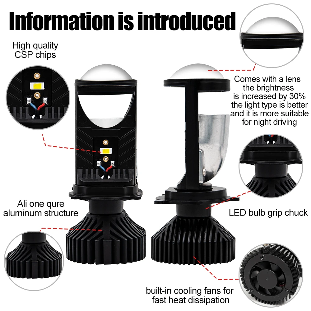 

Лампы светодиодные для автомобильных фар, H4, 90 Вт, 12 В, 24 В, 6500 К