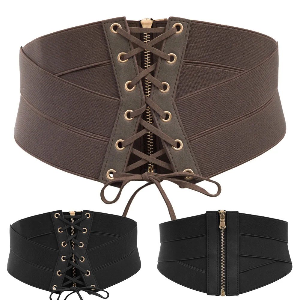 Пояс из искусственной кожи Регулируемый Cincher Женский корсет винтажный Готический стимпанк широкий эластичный ретро