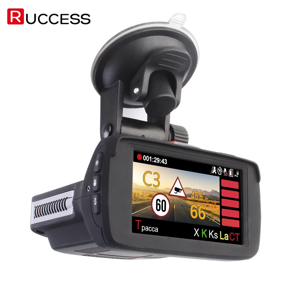 Видеорегистратор RUCCESS Ambarella A7LA50D DVR 3 в 1 Full HD 1080P видеорегистратор с GPS радар