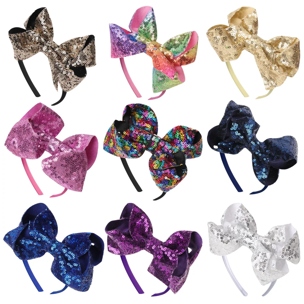 CN Sequin Bow Headband for Girls Fashion Hairband Glitter Hair Bows Headbands Party Headwear Kids Hair Accessories