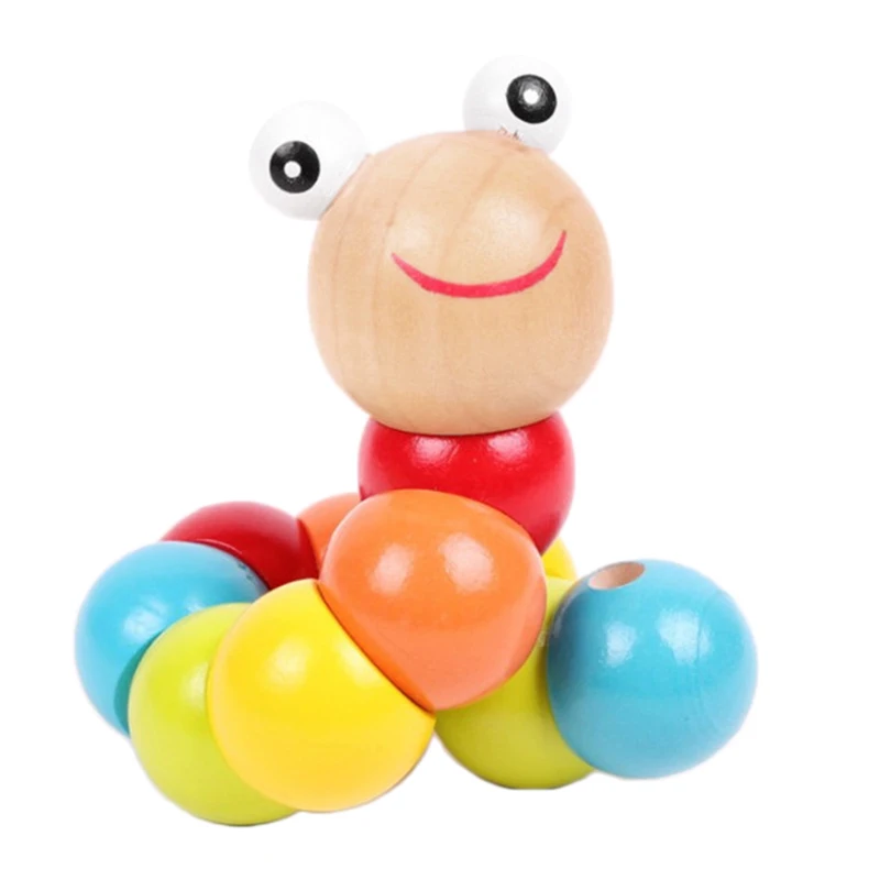 wooden caterpillar baby toy