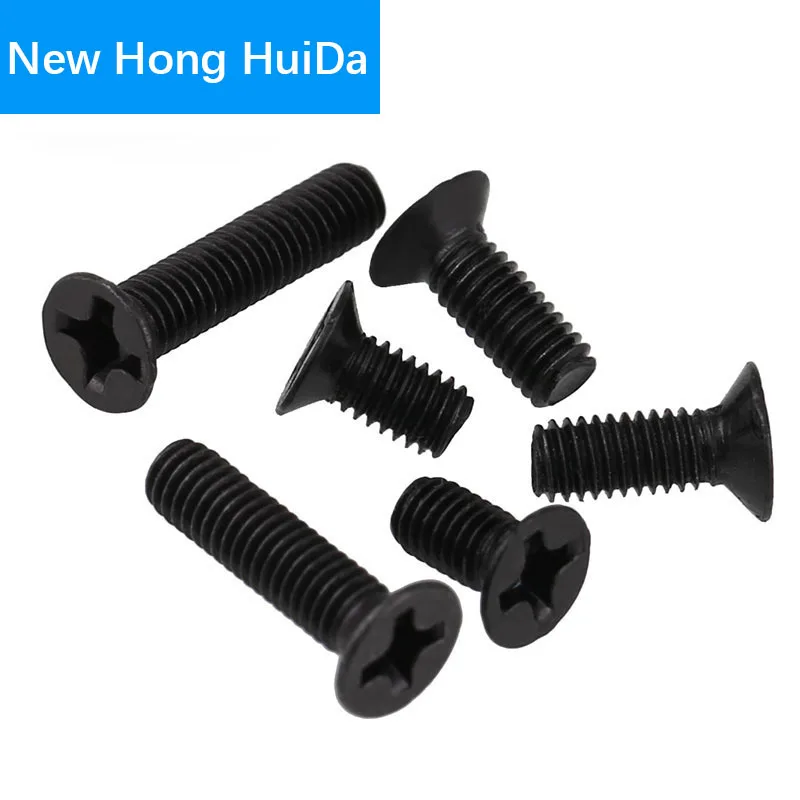 

M2 M2.5 M3 M3.5 M4 Phillips Cross Recessed Flat Head Machine Screw Metric Thread Countersunk Bolt Black Steel