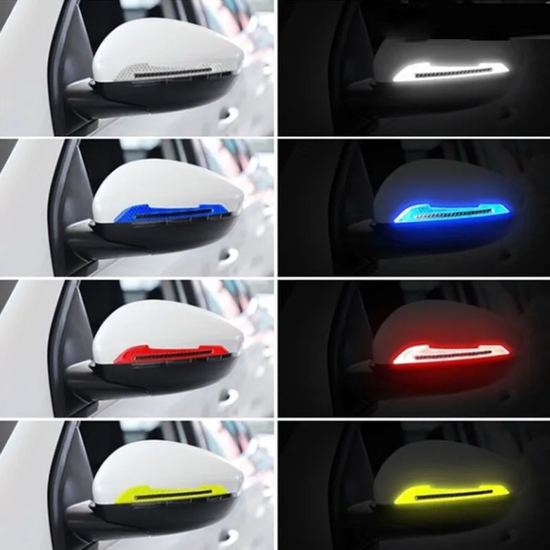2 pcs Cars deco Reflective Strips tape Stickers RearView Mirror afety-Warning Sign Decals cars decoration accessories