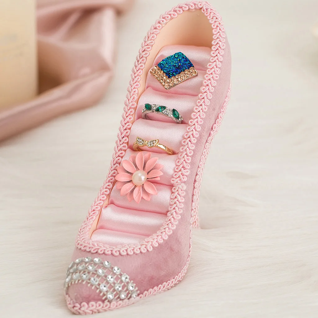 

High-heel Ring Holder Pink and Mini Sofa Jewelry Display Organizer Stand White - Environmental Friendly Resin