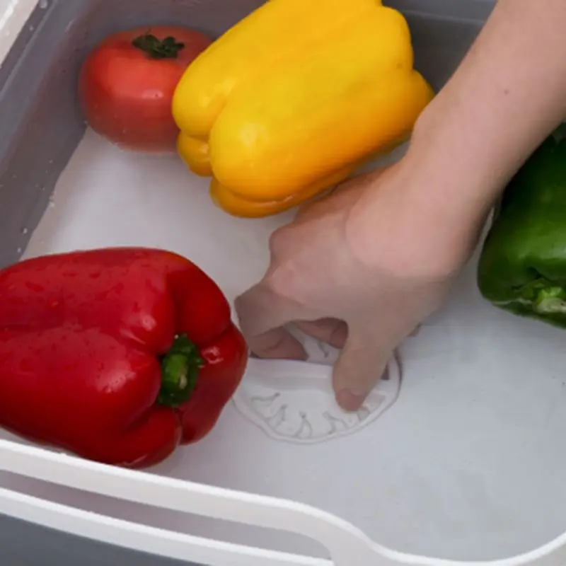 Square Fruit Vegetable Washing Washbasin Kitchen Product Supply Folding Sink Drain basket Travel Outdoor Camp Portable Basins