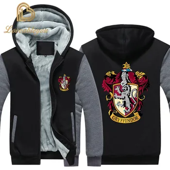 

Wizardry Gryffindor Slytherin Ravenclaw Cosplay Hufflepuff Costume Men Women Winter Hoodie Casual Zip Up Jacket Coat