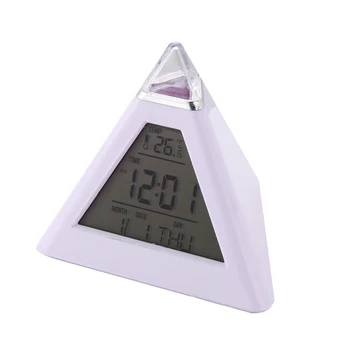 

LED Digital Clock Pyramid Shape Change Color Temperature Date Time Display For Home LHB99