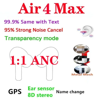 

Airs 4 max TWS Wireless Bluetooth Earphones 1:1 95% Transparent mode Earbuds Smart sensor renamed + gps PK i900000 MAX tws